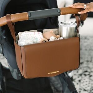 Gorgeous walnut brown diaper stroller caddy